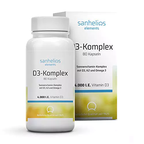 Sanhelios Sonnenvitamin-Komplex 4000 I.E. Vitamin D3 + K2 & Omega-3 Kapseln