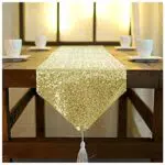 ShinyBeauty Tischläufer mit Quasten schimmernd Glitzer Pailletten Hochzeit Party
