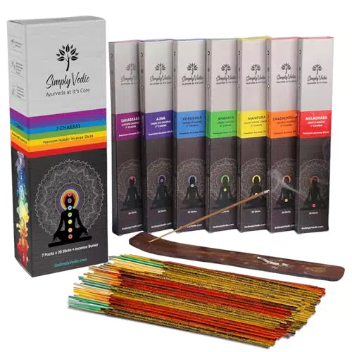 Simply Vedisch Premium Chakra Räucherstäbchen für Meditation und Reiki
