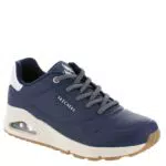 Skechers Damen Uno Shimmer Away sneakers, White Durabuck Rose Gold Duraleather Trim