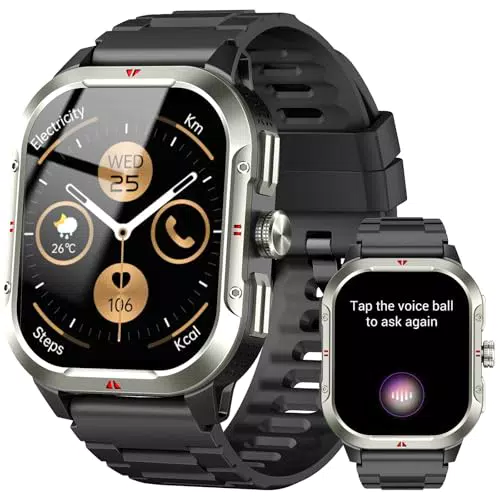 Militär Smartwatch mit GPS, IP68 wasserdicht, Fitnessuhr mit Telefonfunktion