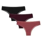 Snocks Damen Tanga aus Bio-Baumwolle mit Spitze – Klassisches Design, komfortabel