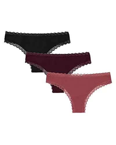 Snocks Damen Tanga aus Bio-Baumwolle mit Spitze – Klassisches Design, komfortabel