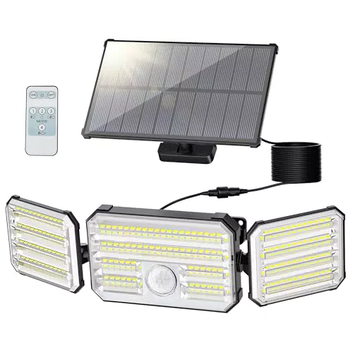 Solarlampen mit Bewegungsmelder, 160 LED, wasserdicht IP67, Fernbedienung