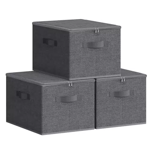 SONGMICS Aufbewahrungsbox mit Deckel, faltbare Stoffbox für Kleidung, RYZ103B01