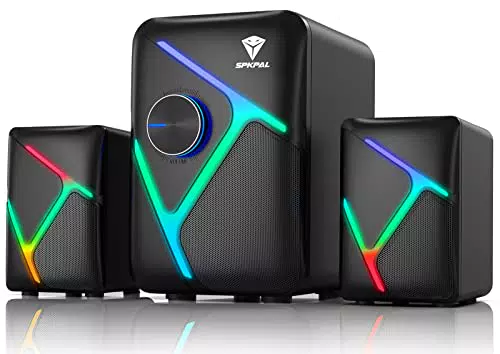 SPKPAL 2.1 PC Lautsprecher mit Subwoofer und RGB, USB, Aux für Gaming – S192