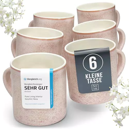 Pure Living Frühstücksteller Set - Hochwertige Steingut Dessertteller spülmaschinenfest