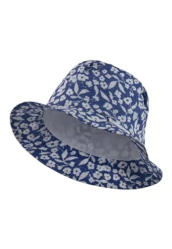 Sterntaler Babyhut Blumen - Mädchen Babyhut Blumen aus gecrashter Baumwolle - Sonnenhut gefüttert für Bio -Batist - Hut bietet optimalen Sonnenschutz - blau