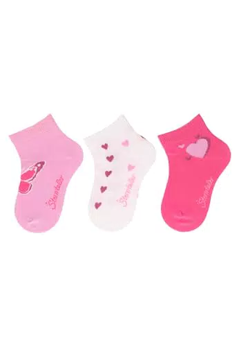 Sterntaler Kurz -Socken 3er Pack Herzen - kurze Kindersocken für Mädchen - Kurzsocken mit Motiven - Socken für Kinder im Set - blütenrosa