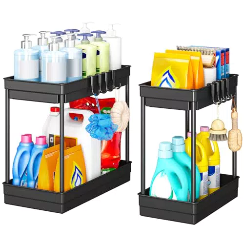 StowBin Küchen Organizer - Unter Waschbecken Regal mit Haken und Tassenhalter