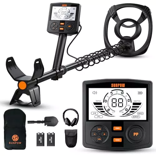 SUNPOW Metalldetektor 2025 – 5-in-1 Profi, IP68 wasserdicht, HD-LCD Display