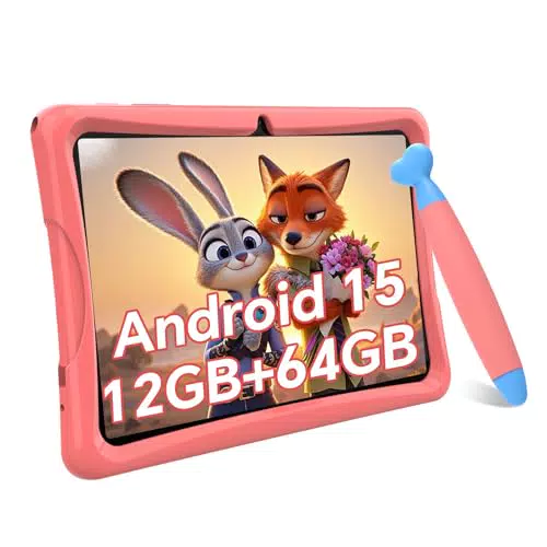 TABWEE Kinder Tablet 10 Zoll, Android 15, 12GB RAM, 64GB ROM, erweiterbar, GMS zertifiziert