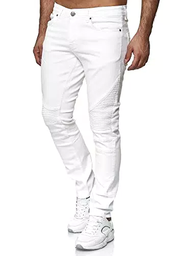Tazzio Jeans Herren Slim Fit Biker Denim Stretch Jeanshose Destroyed Look