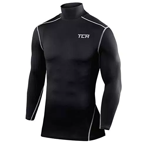 TCA Jungen Pro Performance Kompressions Thermoshirt Langarmshirt mit Stehkragen