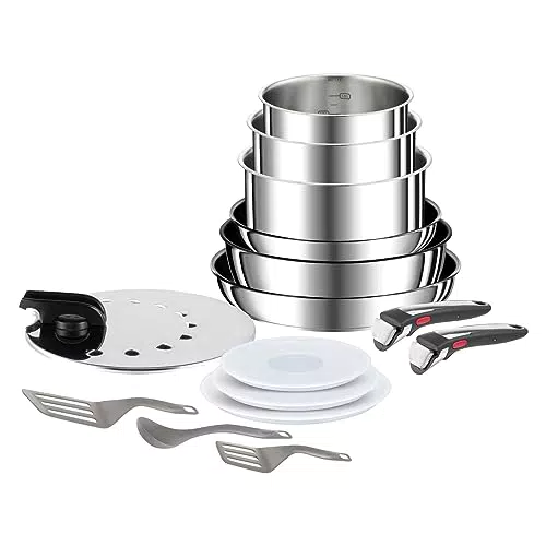 Tefal Ingenio Preference Kasserollenset, abnehmbarer Griff, Induktion, Edelstahl