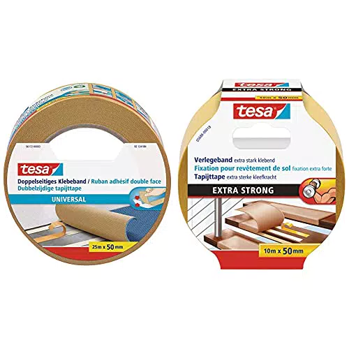 tesa Doppelseitiges Klebeband Universal - Starkes Klebeband für Teppich und Verpackungen