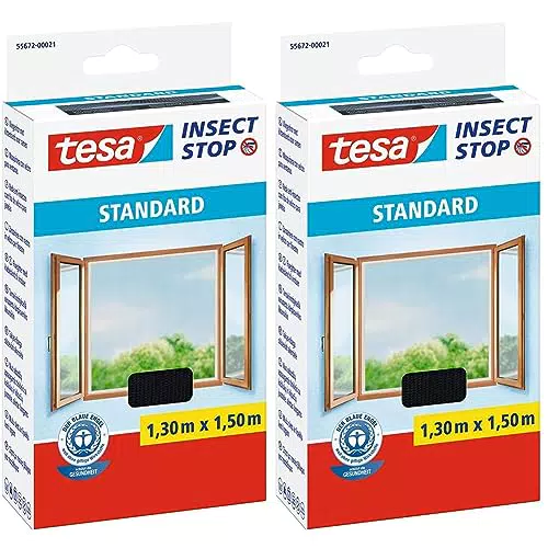 Tesa Fliegengitter Standard - Insektenschutz für Fenster - 1,3x1,5m