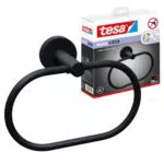 tesa Moon Handtuchring oval – Handtuchhalter zur Wandmontage ohne Bohren