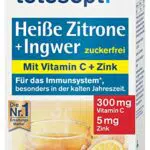 tetesept Heiße Zitrone mit Ingwer – Zuckerfreies Instant Pulver mit Zink & Vitamin C