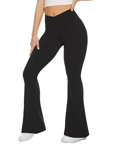 TNNZEET Damen Schlaghose Cross Waist Flared Yogahose Bootcut für Sport