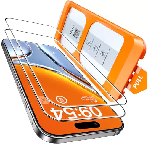 TOCOL für iPhone 16 Pro für Panzerglas, Full Screen Stoßfest Schutzglas Auto-Installation 9H Härte folie Kratzfest Anti-Fingerabdruck Anti-Öl Anti-Bläschen Schutzfolie für iPhone 16 Pro