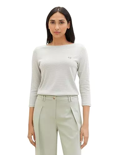 TOM TAILOR Damen Basic Langarmshirt mit Streifen Modell 34837