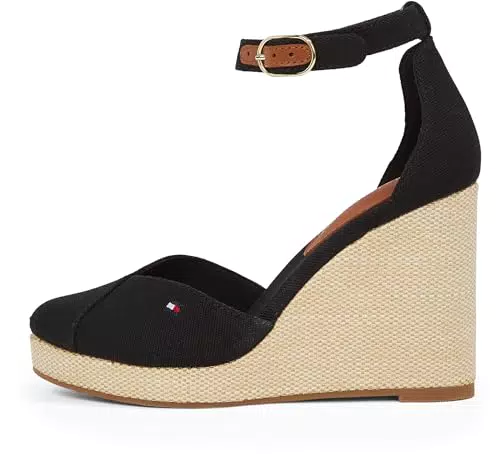 Tommy Hilfiger Damen Wedge Sandalen mit geschlossener Zehenpartie und Knöchelriemen