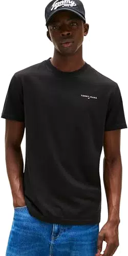 Tommy Jeans Herren T-Shirt Kurzarm Linear Chest Tee Slim Fit