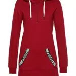 TrendiMax Damen Hoodie Kleid langarm – Sweatshirt Kapuzenpullover Streetwear