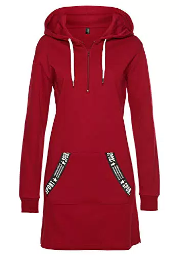 TrendiMax Damen Hoodie Kleid langarm – Sweatshirt Kapuzenpullover Streetwear