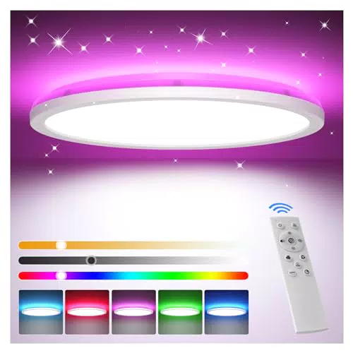 Tyreses LED Deckenleuchte dimmbar mit Fernbedienung und RGB Farbwechsel