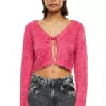 Urban Classics Damen Strickjacke Tied Cropped Feather Cardigan