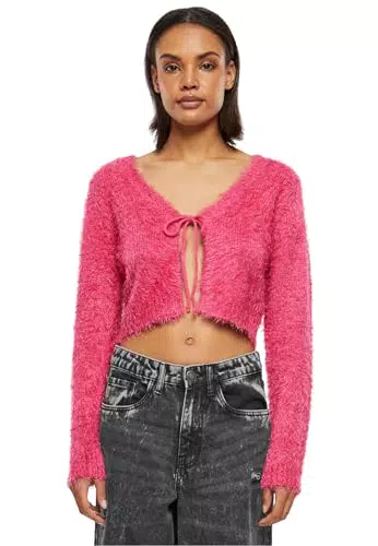 Urban Classics Damen Strickjacke Tied Cropped Feather Cardigan
