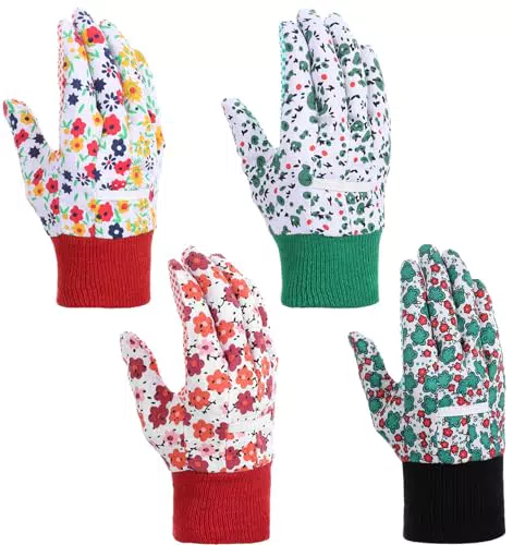 ValueBargain 4Pairs Gardening Gloves, Dornenfeste Gartenhandschuhe Arbeitshandschuhe mit Blumenmuster