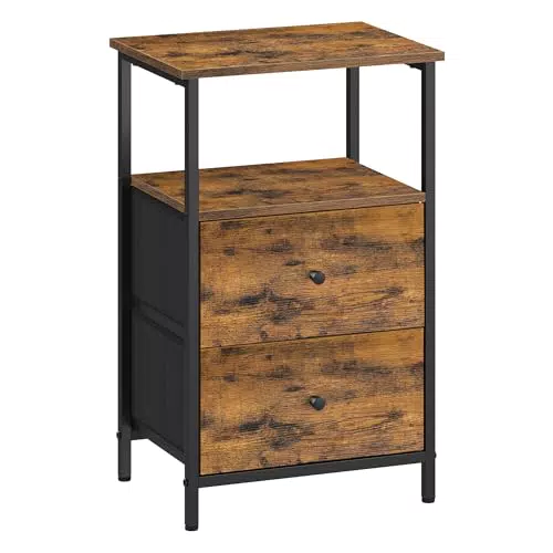 VASAGLE Nachttisch, Beistelltisch mit Stoffschubladen, Couchtisch LGS225B21