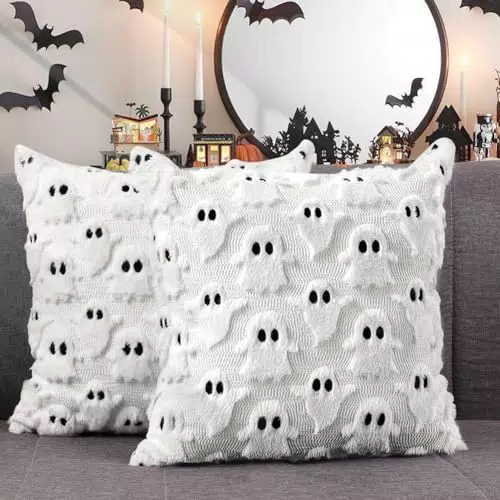 Vibbang Halloween Kissenbezüge – Lustige Geister Deko für Sofa & Wohnzimmer