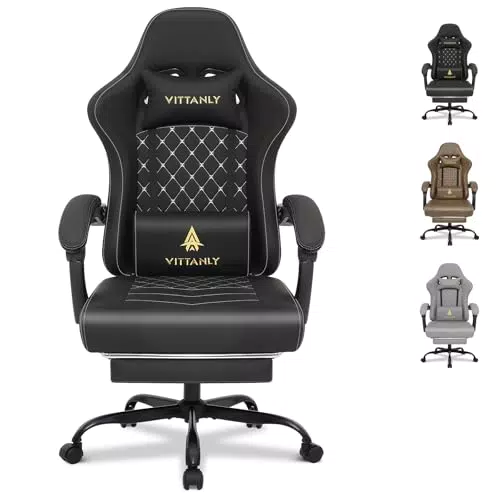 Vittanly Ergonomischer Gaming Stuhl mit Kopfstütze und Lendenkissen