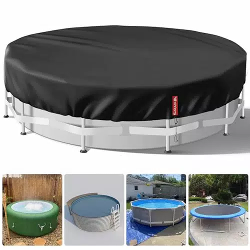 VniYors Rund Poolabdeckung 460 cm, 420D PU, UV-Schutz, Winddicht, Reißfest