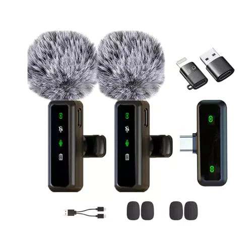 Lavalier Mikrofon - Drahtloses Mini-Mikrofon für Android, iPhone und Laptop