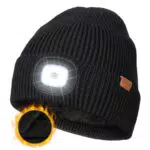 Wmcaps LED Mütze mit warmem Futter und wiederaufladbarer Stirnlampe