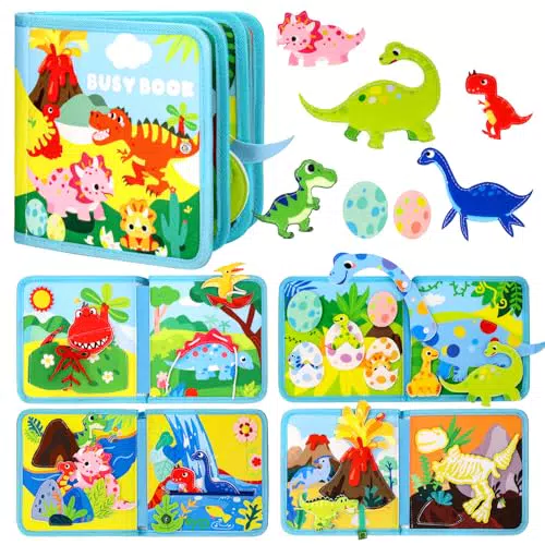 wokdsbl Busy Board Dinosaurier Thema - Montessori Spielzeug für Kleinkinder