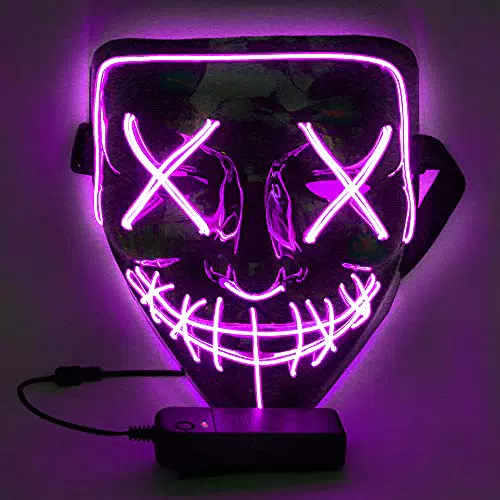 WUJUN Halloween Maske LED Gruselgrimasse für Cosplay & Karneval