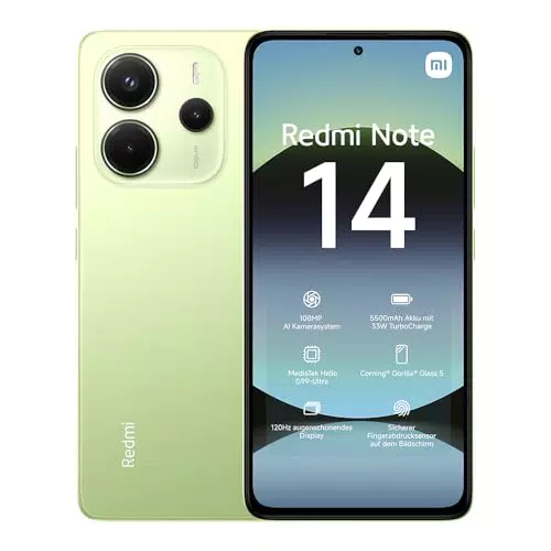 Xiaomi Redmi Note 14 Smartphone, 8GB RAM, 256GB Speicher, 108MP Kamera, 5500mAh Akku