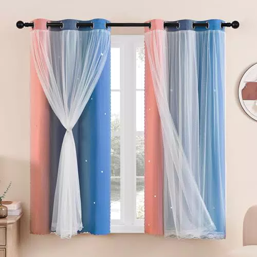 XiDi Verdunkelungsvorhänge mit Sternenmuster für Schlafzimmer und Wohnzimmer