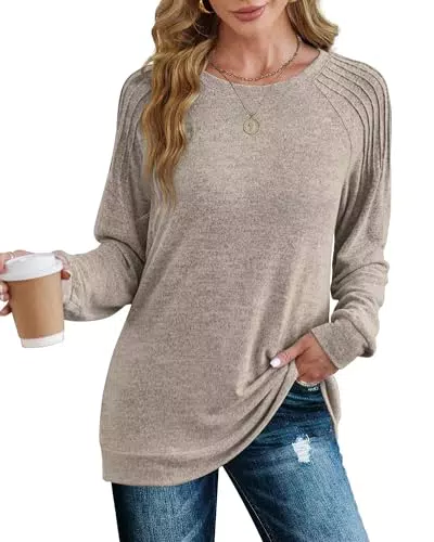 XIEERDUO Damen Pullover Langarm Sweatshirt Strick Tunika Elegant Oberteil