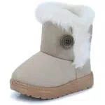 Yeeteepot Winterstiefel Mädchen Warm Gefütterte Winterschuhe Jungen Plüsch Schneestiefel Kinder Weichsohlen Stiefeletten rutschfest Schlupfstiefel Kaffee = Etikett 34