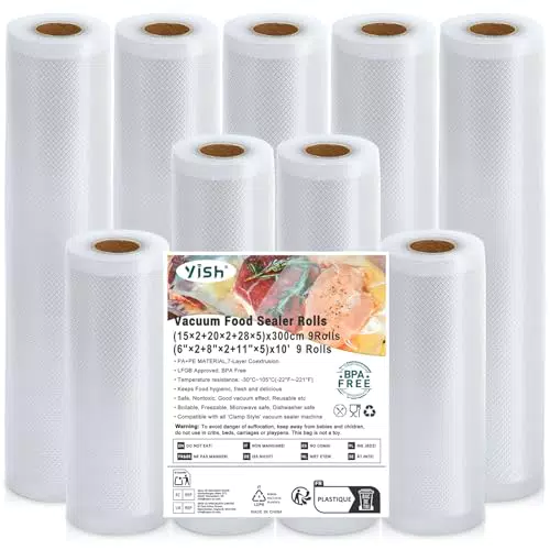 YISH Vakuumierbeutel – Lebensmittelechte Vakuumierfolie für Sous Vide und Mikrowelle