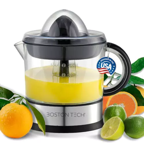 Boston Tech MasterJuicer Zitruspresse elektrisch 40W mit 2 Kegeln, BPA-frei
