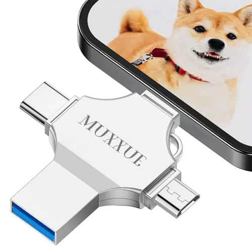 MUXXUE USB Stick 4 in 1 – Speicherstick für Phone, Android, PC & iPad ohne App