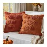 Herbst Winter Kissenbezüge mit Kürbismuster aus Kunstfellwolle – Plüsch Sofa Deko